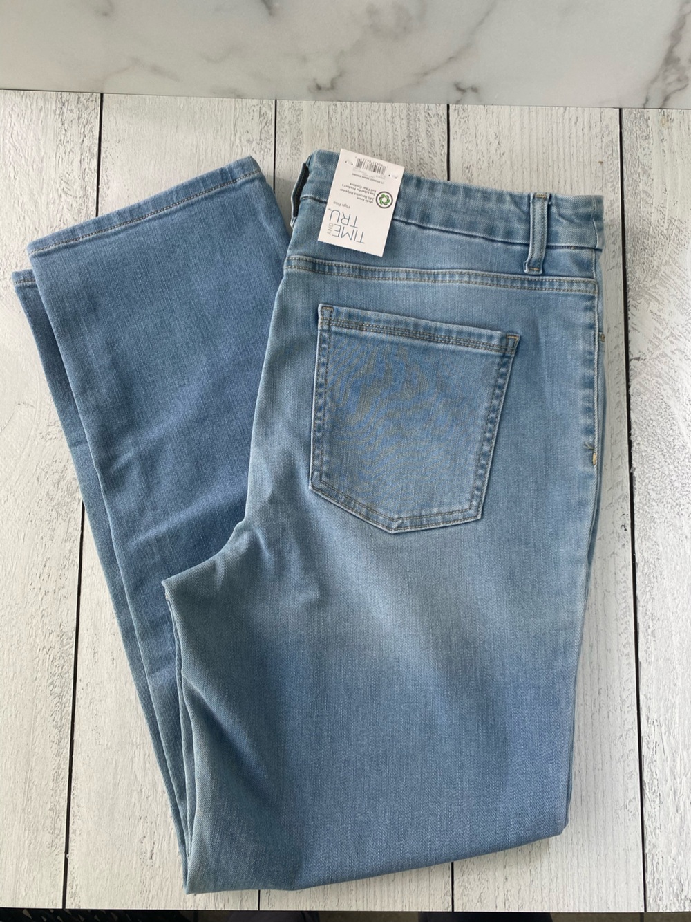 High-Rise Straight Acid Wash Denim Jeggings-Time & Tru-NWT-LG